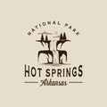 arkansas hot springs logo vector vintage illustration template icon graphic design. waterfall national park landmark sign or Royalty Free Stock Photo