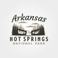 arkansas hot springs vintage logo vector illustration design, waterfall logo design