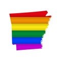 Arkansas LGBT flag map. Vector illustration Royalty Free Stock Photo