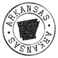 Arkansas Map Silhouette Postal Passport Stamp Round Vector Icon Design.