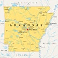 Arkansas, AR, political map, US state, nicknamed The Natural State