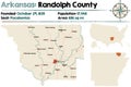 Arkansas, Randolph county map Royalty Free Stock Photo