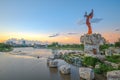 Arkansas River and Keeper of the Plains Royalty Free Stock Photo
