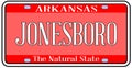 Arkansas State License Plate With City Jonesboro