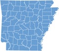 Arkansas State map by counties Royalty Free Stock Photo