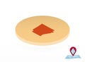 Arkansas state map designed in isometric style, orange circle map Royalty Free Stock Photo