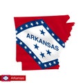 Arkansas state map with waving flag of US State. Royalty Free Stock Photo