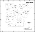 Arkansas state outline administrative and political map in black and white Royalty Free Stock Photo