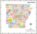 Arkansas state outline administrative and political vector map in color