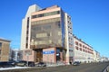 Arkhangelsk, Russia, February, 20, 2018. Cars near entrance to the building of ` Gazprombank` and insurance group `SOGAZ` on Troit