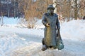 Arkhangelsk, Russia, February, 20, 2018. Monument to the storyteller Stepan Pisakhov in Arkhangelsk on Avenue of Chumbarov-Luchins Royalty Free Stock Photo