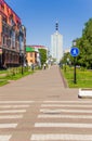 Arkhangelsk, Russia. Pedestrian street of the old town Chumbarova-Lucinschi Royalty Free Stock Photo