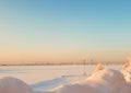 Arkhangelsk. Sunny winter day. January. Railway bridge