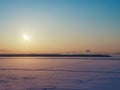 Arkhangelsk. Sunny winter day. January. Railway bridge