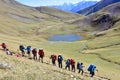 Arkhyz, Russia, Caucasus, September, 19, 2018.Tourists coming from the pass Chilik to the pass Atsgara