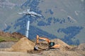 Arkhyz, Russia, Caucasus, September, 06, 2018. Excavator Case on the construction site of the ski resort `Romantic` in Arkhyz