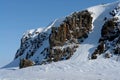 Arktic. Cliffs protruding from the snow. Royalty Free Stock Photo