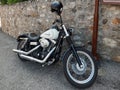 ARKUA PETRARKA, ITALY - AUGUST 13, 2019: motorcycle on the pavement of the old city