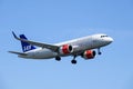 Scandinavian Airlines, SAS, Airbus A320 landing Royalty Free Stock Photo