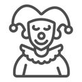 Arlequin, Clown in a hat line icon, theater concept, harlequin costume vector sign on white background, outline style Royalty Free Stock Photo