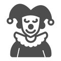 Arlequin, Clown in a hat solid icon, theater concept, harlequin costume vector sign on white background, glyph style