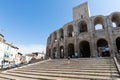 The Arles Amphitheatre Arenes d`Arles in French, a two-tiered Roman amphitheatre in the southern French town of Arles