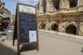 Restaurant menu next to the Arena and Roman Amphitheatre, Arles, Provence, France