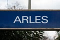 Arles, Provence, France, 1 1 2023 - Sign at the platform of the local railway station
