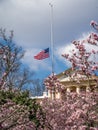 Arlington House, at Arlington Cemetery in Virginia. Flag at half-staff. Royalty Free Stock Photo