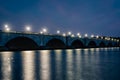 The Arlington Memorial Bridge and Potomac River at night, in Washington, DC Royalty Free Stock Photo