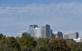 Arlington Skyline as Seen from the Memorial Bridge on a Sunny Fall Afternoon with Trees in the Foreground Royalty Free Stock Photo