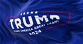 Close-up of Donald Trump election campaign flag waving