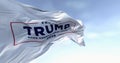 Close-up of Donald Trump election campaign flag waving