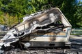 Burned out RV Motorhome on Jorden Road Royalty Free Stock Photo