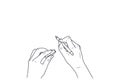 Sketch illustration - female hands write with a pen