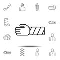arm, break, bone, gypsum icon. Simple thin line, outline vector element of Bone injury icons set for UI and UX, website or mobile Royalty Free Stock Photo