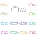 Arm, break, bone, gypsum multi color icon. Simple thin line, outline vector of bone injury icons for ui and ux, website or mobile