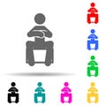 Arm, chair, man multi color style icon. Simple glyph, flat vector of man sitting on icons for ui and ux, website or mobile Royalty Free Stock Photo