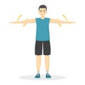 Arm circles exercise. Man in sport clothes doing warm-up Royalty Free Stock Photo