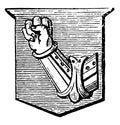 Arm with Fist Clenched is a dexter arm vambraced couped, vintage engraving