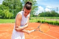 Arm injury during tennis practice Royalty Free Stock Photo