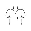 Arm length pixel perfect linear icon. Tailor body measurements. Bespoke clothing making contour symbol. Sleeve size specification