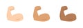 Arm muscle. Emoji of strong bicep. Emoticon of strength in hand. Icon of power of protein for man. Flex muscle of arm. Exercise in Royalty Free Stock Photo