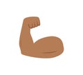 Arm muscle. Emoji of strong bicep. Emoticon of strength in hand. Icon of power of protein for man. Flex muscle of arm. Exercise in Royalty Free Stock Photo