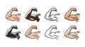 Arm muscles, strong hand icon or symbol. Gym, sports, fitness, health concept. Vector illustration