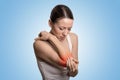 Arm pain and injury of elbow concept