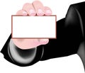 Arm of a person exhibiting business card