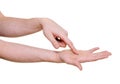 Arm with pointing finger inside palm Royalty Free Stock Photo