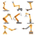 Arm robots collection for industrial conveyor. Robotic automated