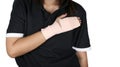 Arm splint, hand badage, gauze bandage patient with Asian girl hand wrap injury. Royalty Free Stock Photo
